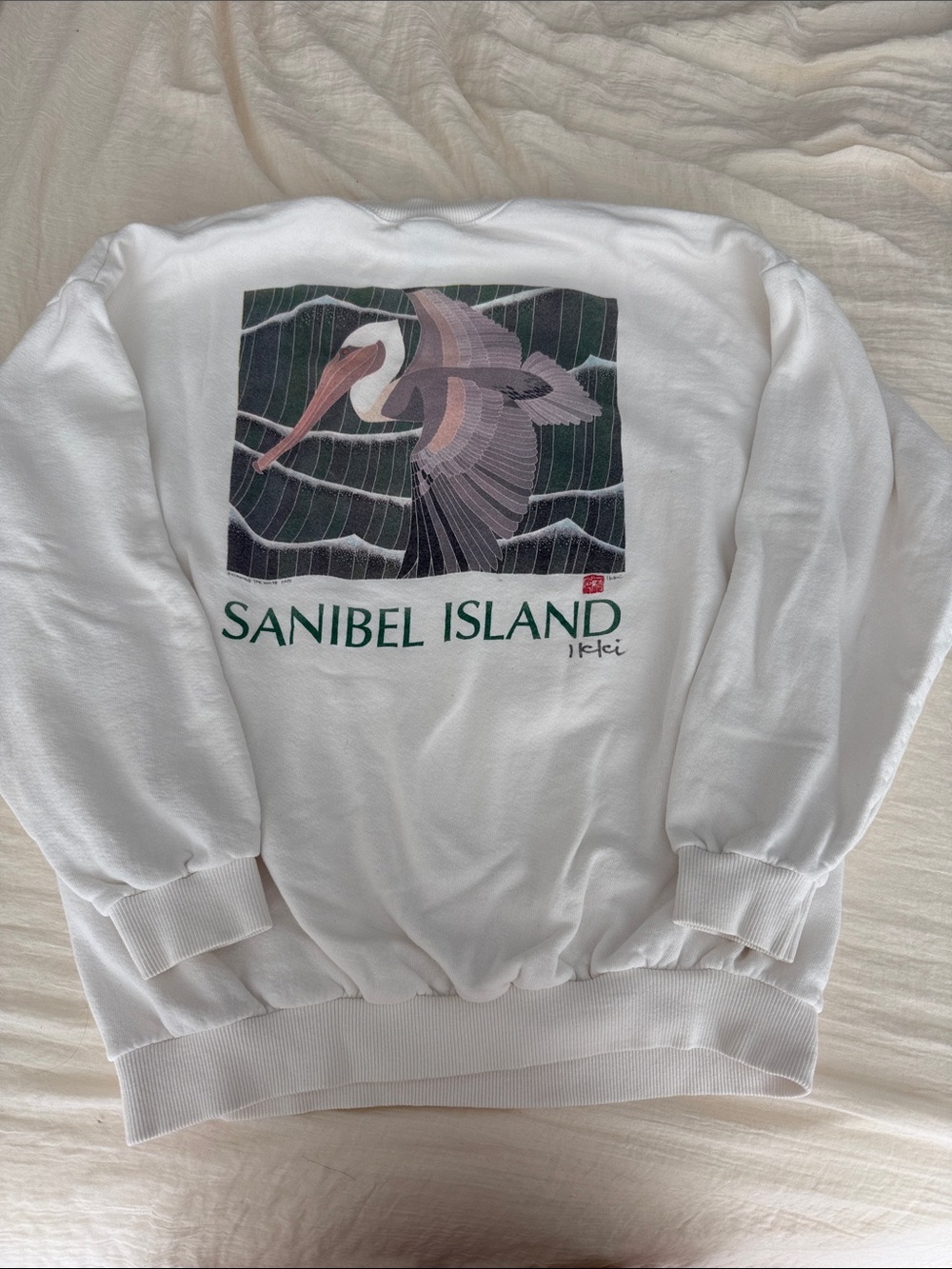 Gildan White Sanibel Island Pelican Graphic Sweatshirt